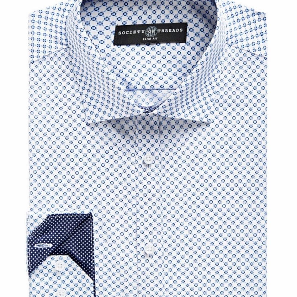 Men's slim fit no iron stretch Dress shirt